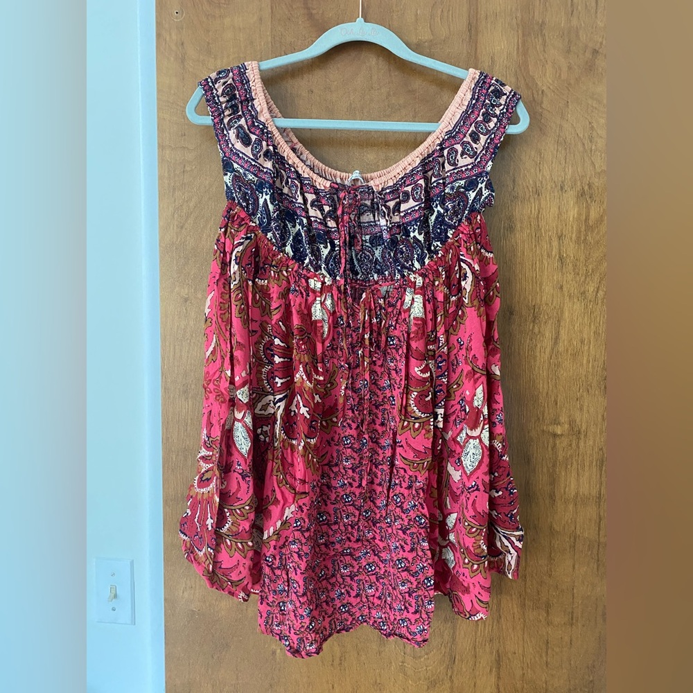 Bohemian FREE PEOPLE intimately
 Pink Patterned Women's Top
